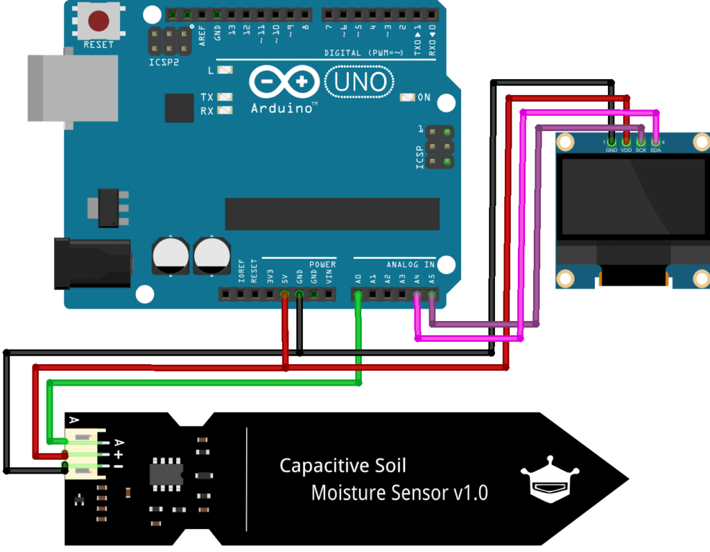 Capacitive Soil Moisture Sensor with Arduino & OLED Display