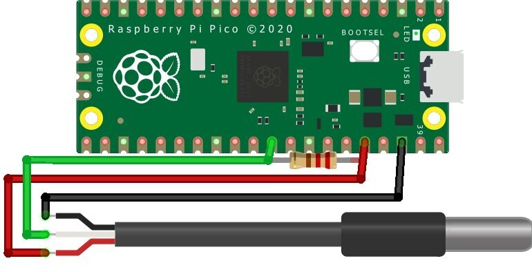 DS18B20 Temperature Sensor With Raspberry Pi Pico