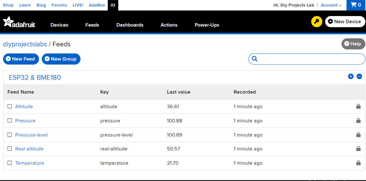 ESP32 & BME180 Adafruit setup