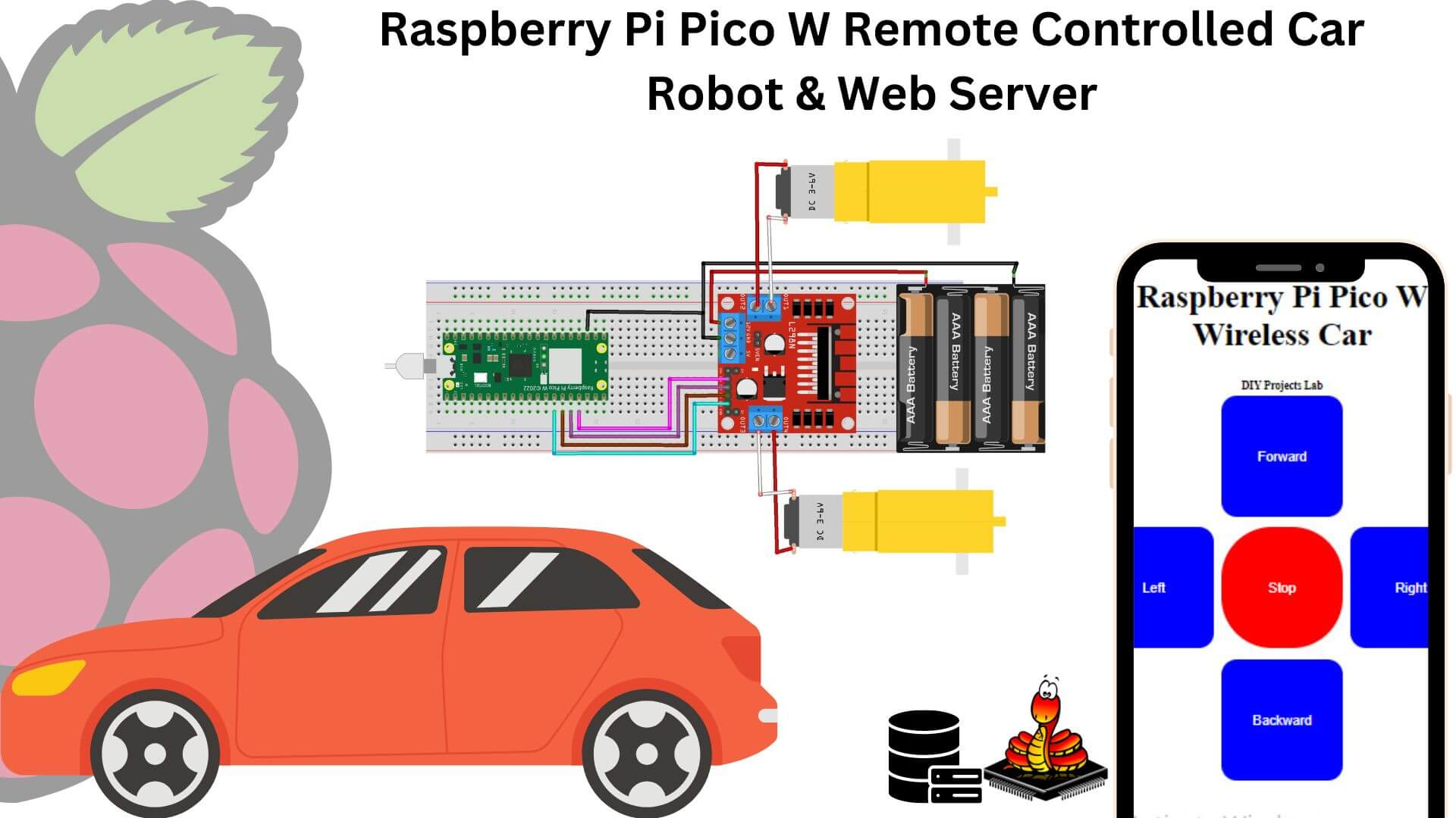 Raspberry Pi Pico W Remote Controlled Car Robot Web Server – DIY