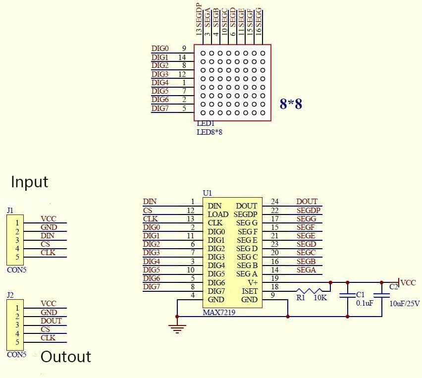 Arduino 8x8 LED Matrix Interface | MAX7219 IC