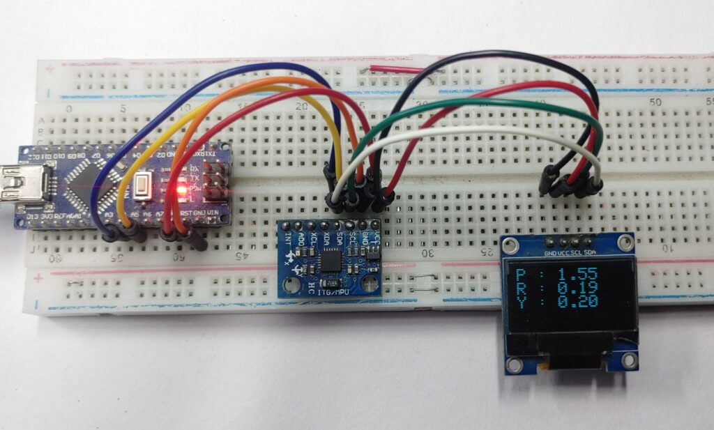 Arduino MPU-6050 Accelerometer and Gyroscope working system