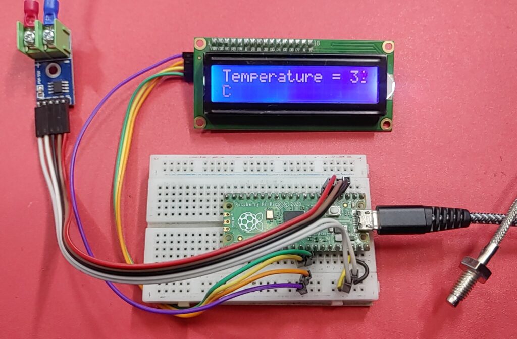 Thermocouple With Raspberry Pi Pico 16x2 lcd