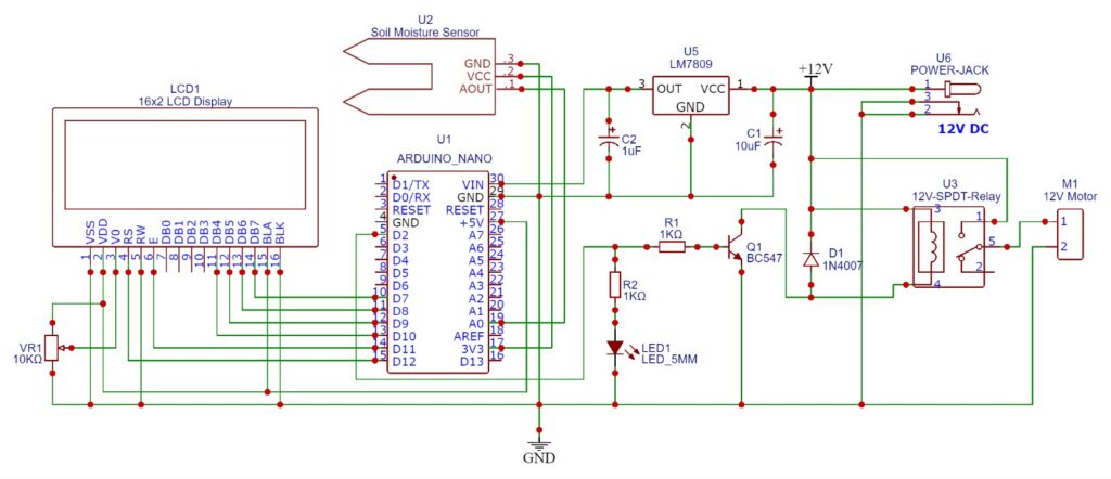 wiring diagram automatic watering system using Arduino